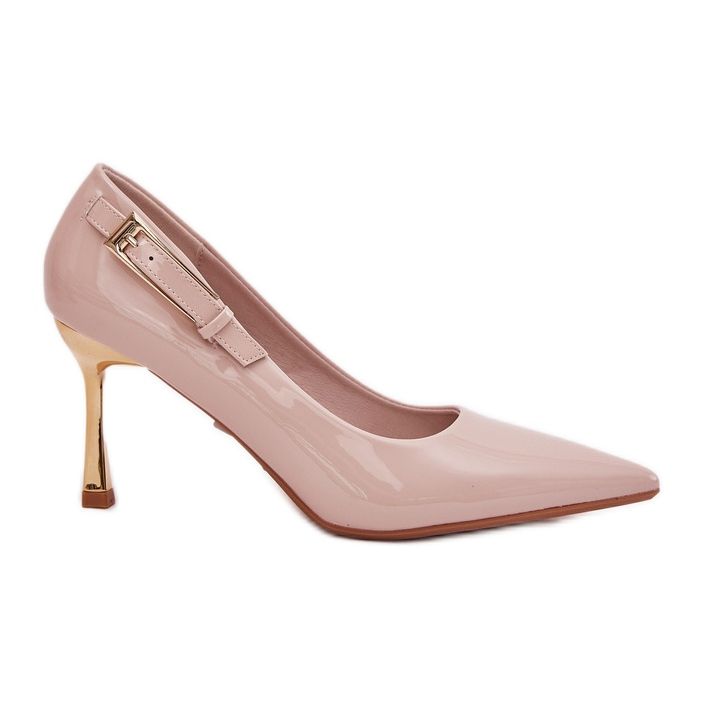 Malované podpatky se zlatou béžovou svorkou béžový Malované podpatky se zlatou béžovou svorkou béžový