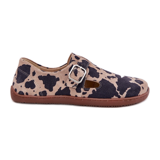 Dámské semišové boty se sponou Bacon Bias Zazoo N1261 Brown-Beige hnědý