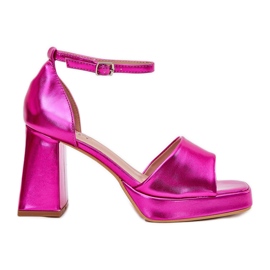 Malované dámské sandály na Fuchsia Post růžový