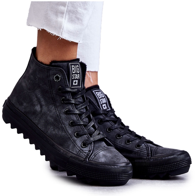 Big Star Dámské velké hvězdy izolované černé tenisky GG274069 šedá