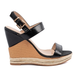 Shelvt Sandály s vysokým klínem černý