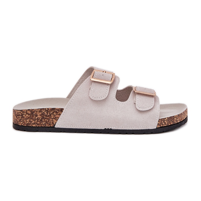 Boto Dámské žabky se zlatými svorkami a šedým šitím luner šedá