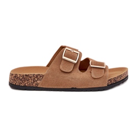 Boto Dámské žabky se zlatými svorkami a světle hnědým luner