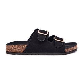 Boto Dámské žabky se zlatými svorkami a černým šitím černá