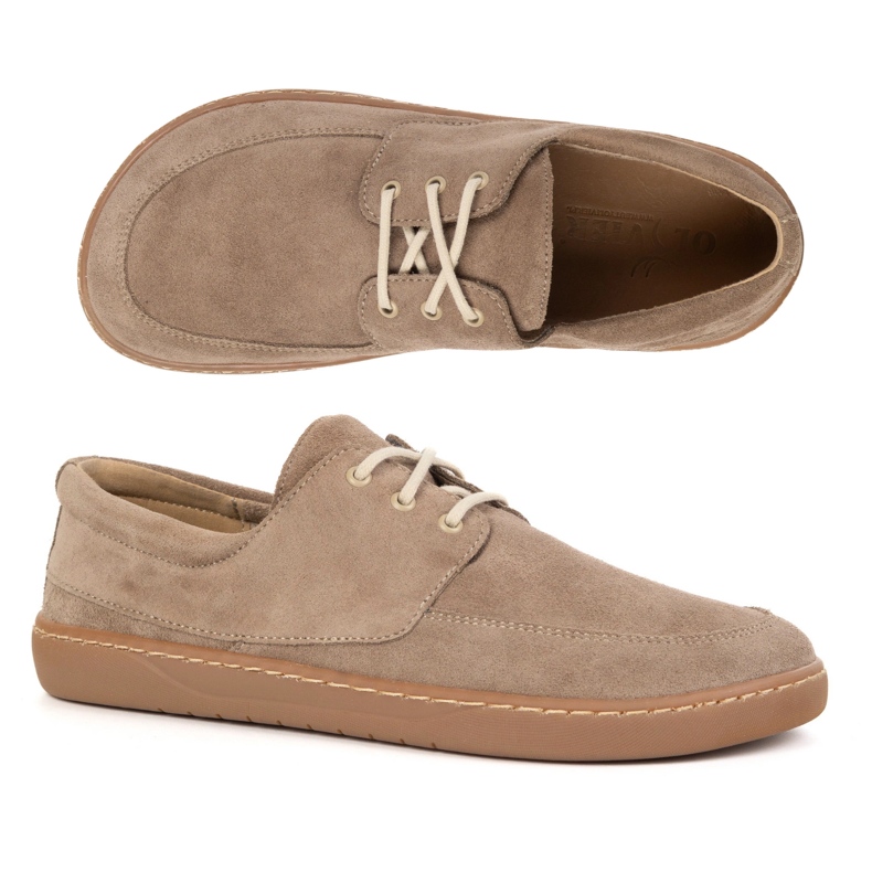 Olivier Dámské mokasíny Barefoot 0797W - Polská krajka -up kožená bota béžový