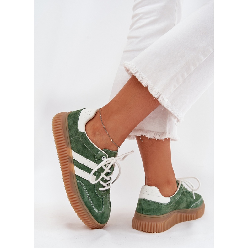 Boto Dámské semišové tenisky na zelené platformě Venera zelená