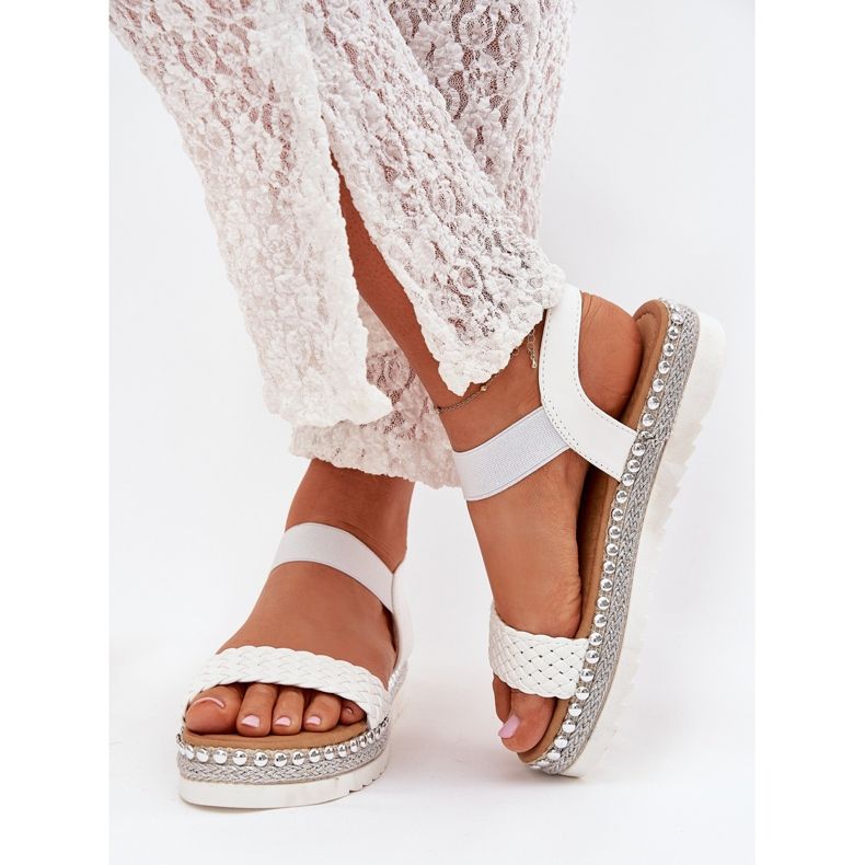 Boto Dámské sandály s cop na zdobené plošině White Velara bílý