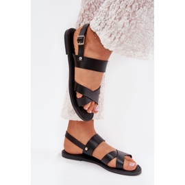 Boto Ploché dámské sandály s ekologickou koženou černou kalirou černá Boto Ploché dámské sandály s ekologickou koženou černou kalirou černá