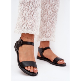 Boto Dámské sandály s plochou alohou ekologickou koženou černou kivara černá