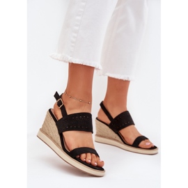 Boto Dámské otevřené sandály pro klín s černou Zolira Braid černá