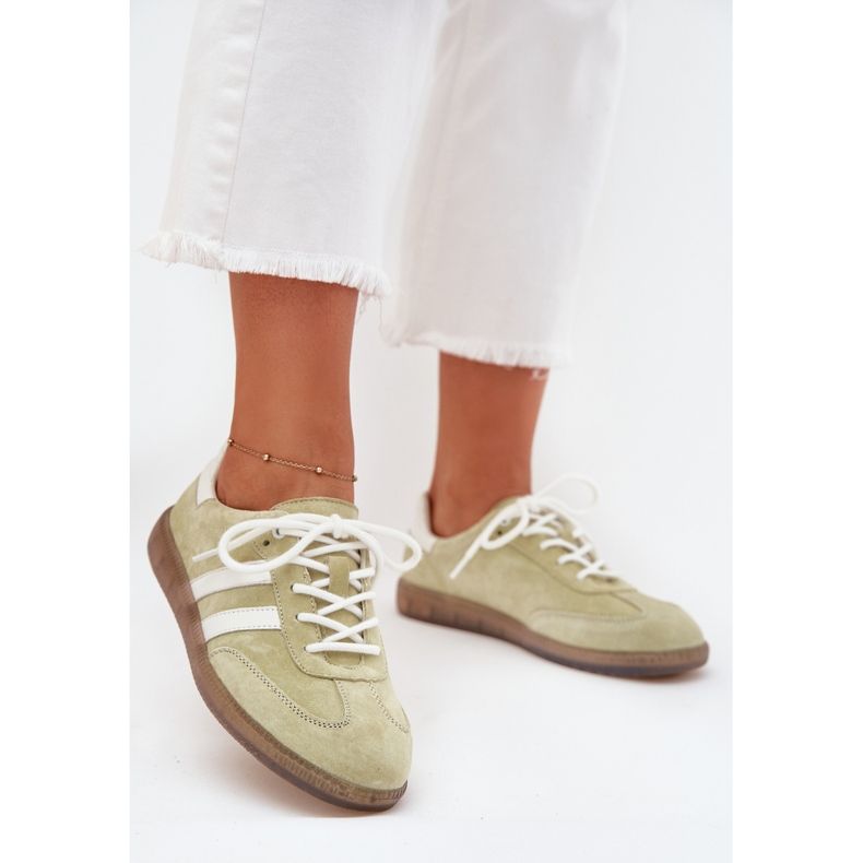 Boto Dámské vápno s nízkými koženými tenisky zelená Boto Dámské vápno s nízkými koženými tenisky zelená