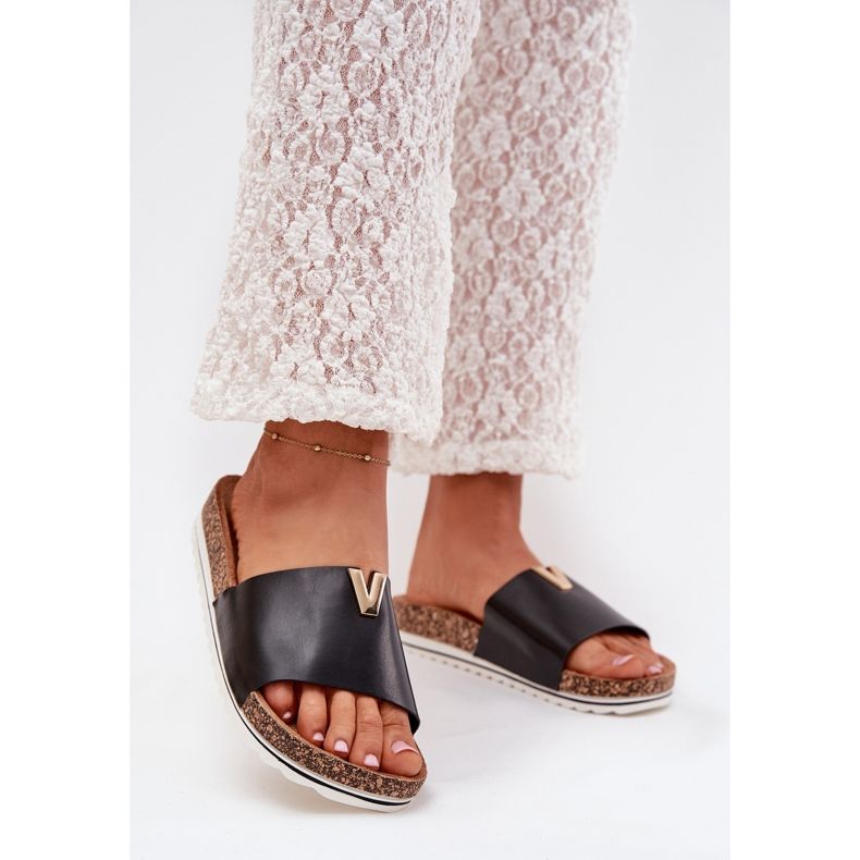 Boto Dámské žabky na plošinu Cork s dekorativním detailem černé cévy černá