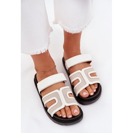 Boto Dámské žabky na plošině s suchým zipem bílý