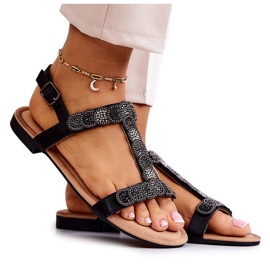 S.Barski Dámské sandály s černými kamínky