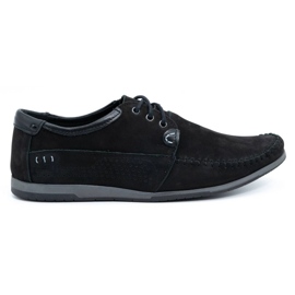 KOMODO Pánské kožené boty Moccasin 875 Black Nubuk černý