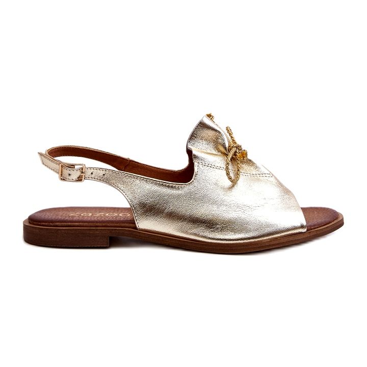 Zazoo 2898 Kožené ploché sandály Gold G1/2 zlatý
