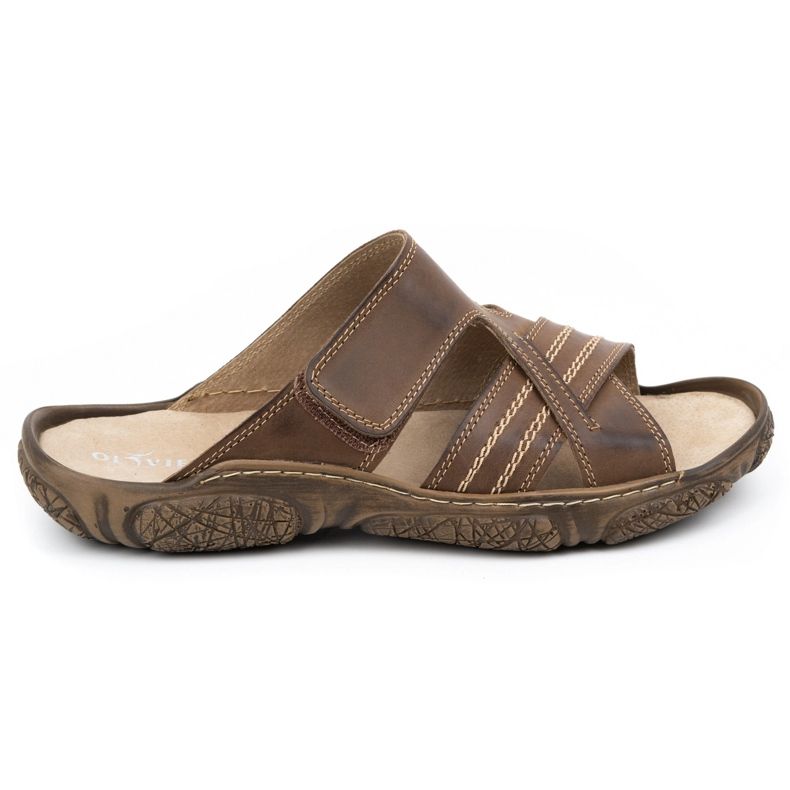 Olivier Pánské kožené pantofle 680 mA tmavě hnědé hnědý