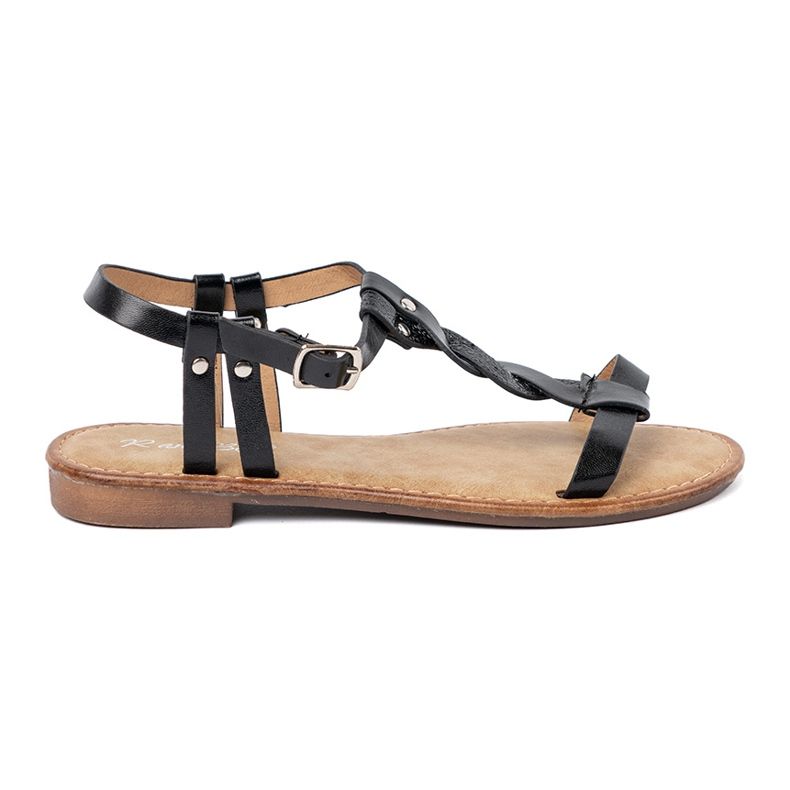 Shelvt Příležitostné sandály s dekorativním copem černá