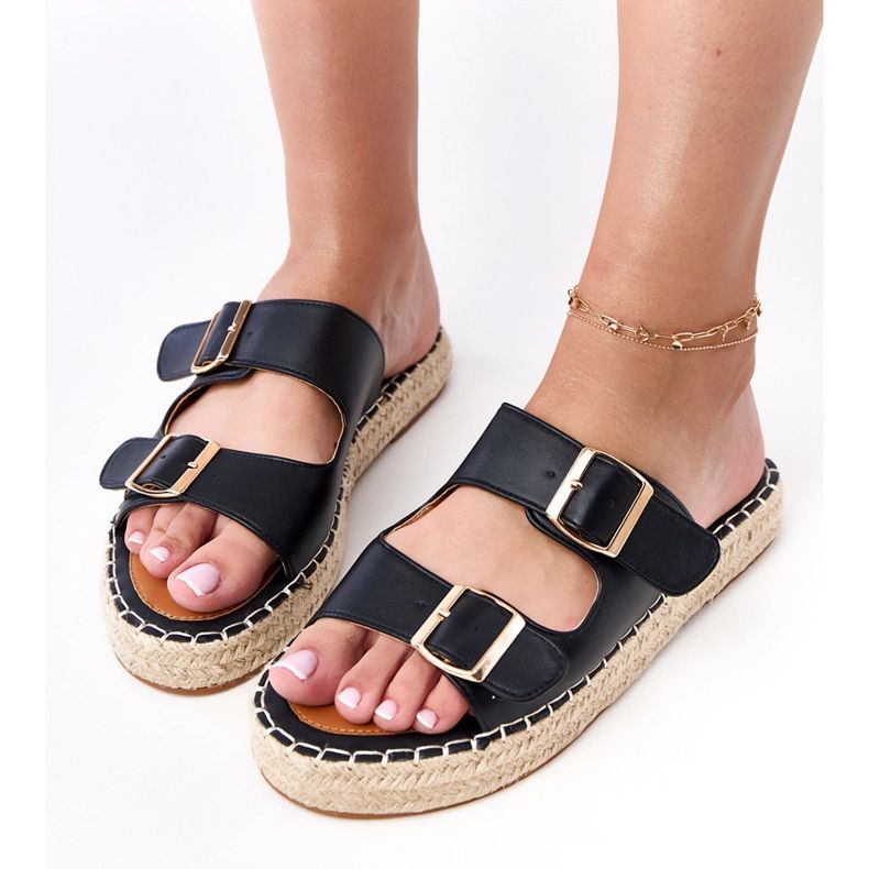 Black Espadrilles s přezkami Kasina černá Black Espadrilles s přezkami Kasina černá
