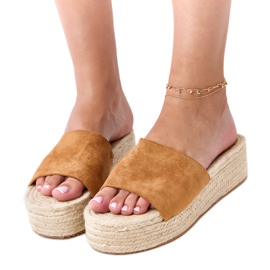 Brown Espadrilles žabky na platformě Klody hnědý