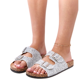 Stříbrné třpytivé žabky na korek stříbro