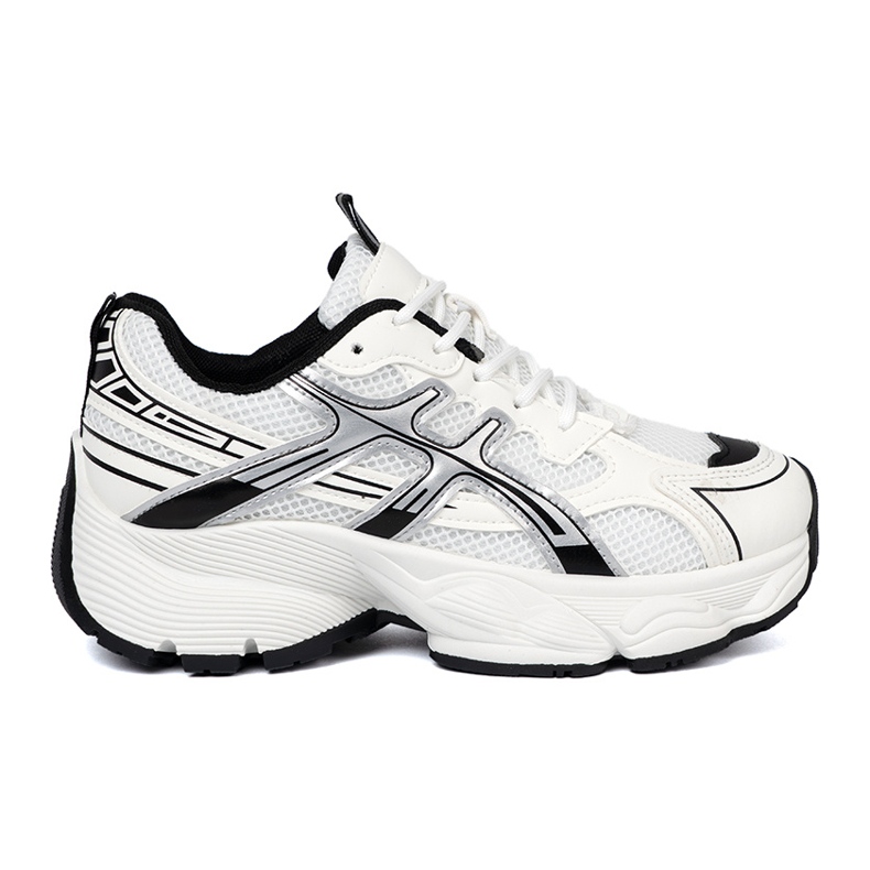 Shelvt Bílé a bílé pohodlné tenisky se síťovou