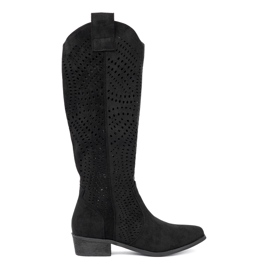 Seastar Black Openwork Boots ve stylu kovboje černý