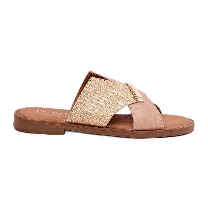 Dámské ploché podpatky s dekorativním Vinceza 17385 Beige béžový