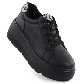 Dámské kožené boty na platformě Black Vinceza 89144 černý
