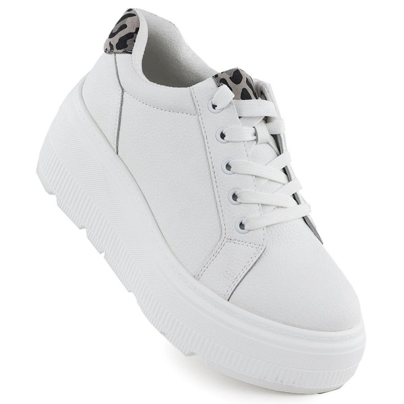 Dámské kožené boty na platformě White Vinceza 89144 bílý