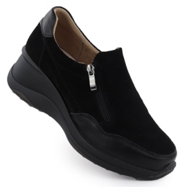 Dámské kožené boty na klínech Black Filippo DP6473 černý