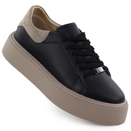 Dámská kožená sportovní bota na platformě Czarne Filippo DP6119 černý