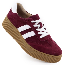 Dámská kožená bota na filippo DP6776 Burgundská platforma červený