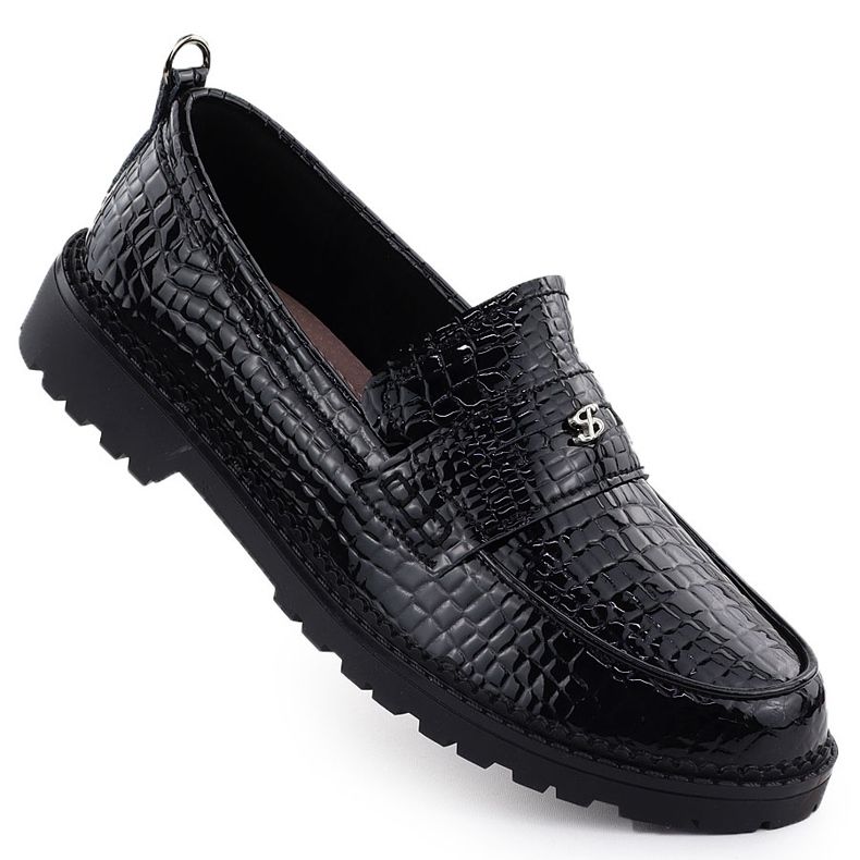 Dámské kožené boty Vrcované mokasíny Kroko Black Filippo DP7409