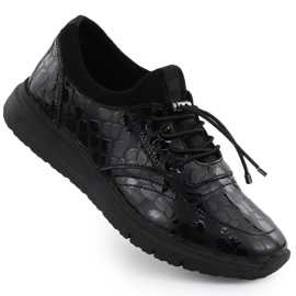 Kožená kožená bota pro dámské kožené, Varnied Kroko Black Filippo DP7117 černý