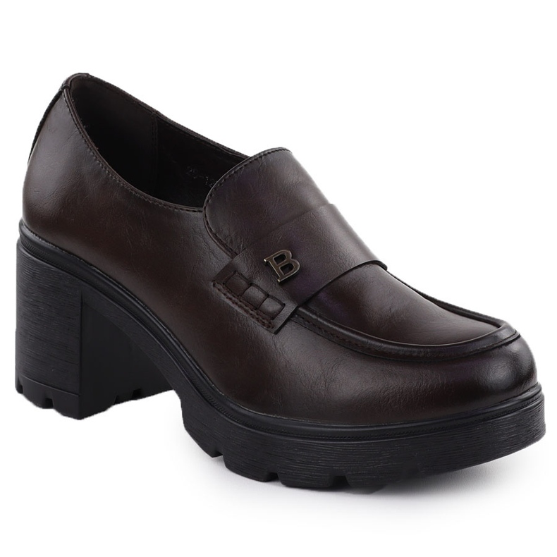 Dámské boty Moccasins na bloku Brown Potocki SZ12700 hnědý