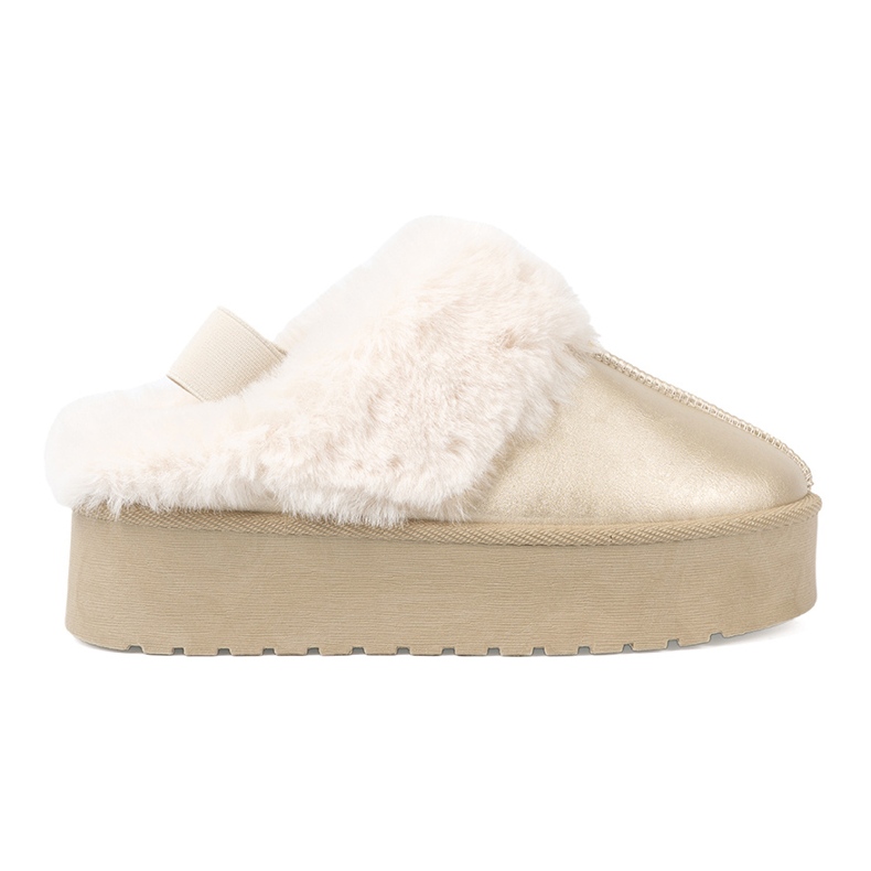 Shelvt Zlaté boty a sněhové boty s bílou kožešinou zlatý