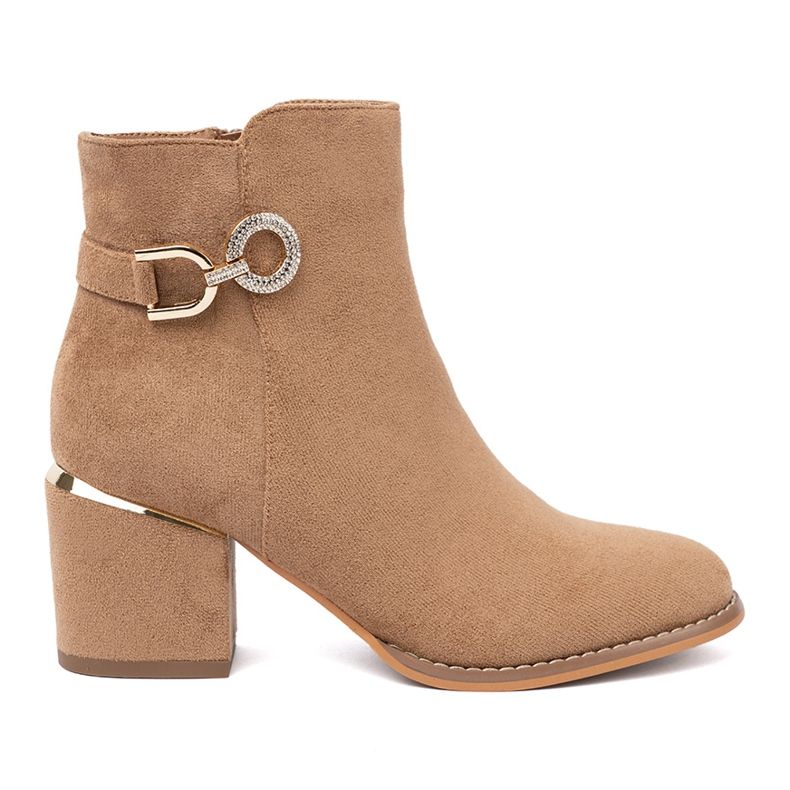 Shelvt Stylové boty ve světle hnědém odstínu se zlatým detailem