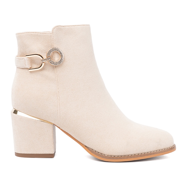Shelvt Světlé béžové boty na sloupku s ozdobnou svorkou