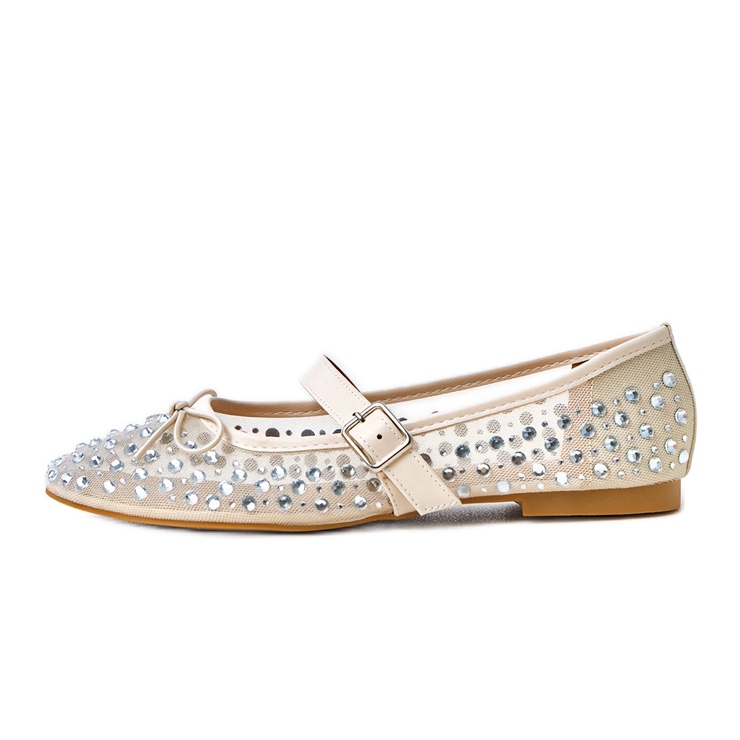 Baleríny béžové sítě s krystaly béžový