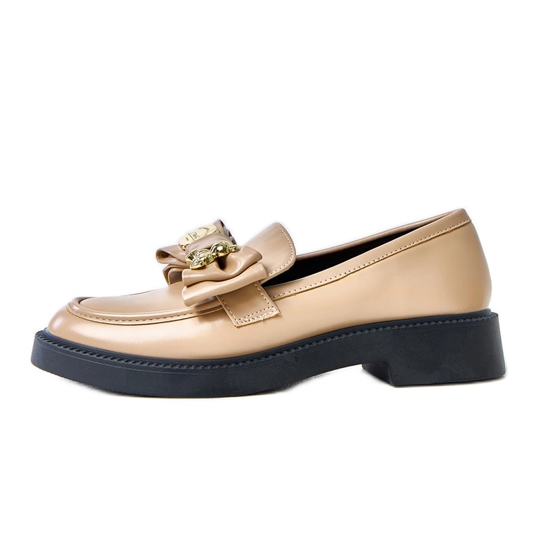 Béžové mokasíny s lukem a medvědem teriwou béžový