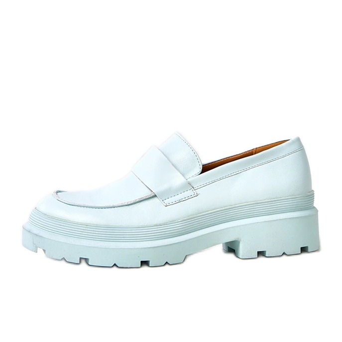 Modré mokasíny vyrobené z ekologického serafina modrý