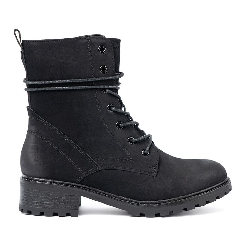 Shelvt Módní černé dělníky s ozdobným šněrováním černá