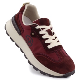 Dámská kožená sportovní bota. Vinceza 41491 Burgundsko červený
