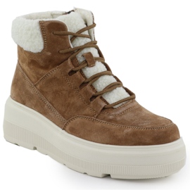 Dámské kožené boty na platformě Camel Vinceza 95354 hnědý