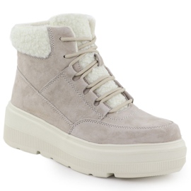 Dámské kožené boty na platformě Beige Vinceza 95354 béžový