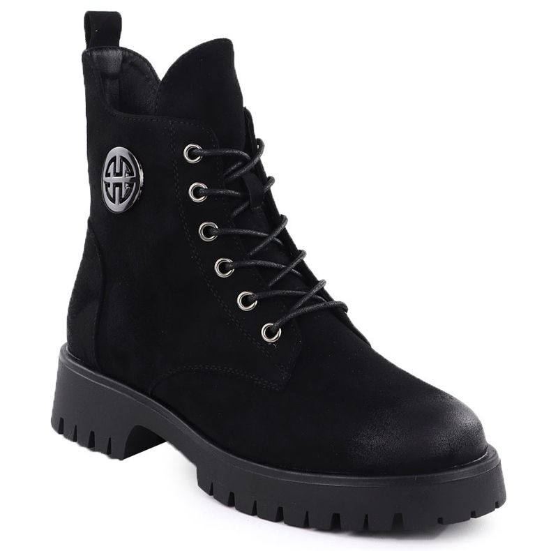 Izolované boty žen semišové černé Potocki Z25-SZ12672 černá