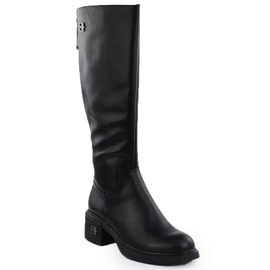 Dámské kožené boty Black Vinceza 26-66823