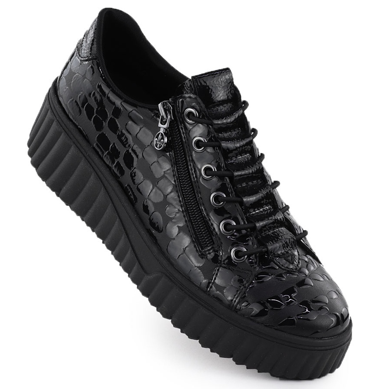 Dámské lakované boty Krok Black Rieker N2555-00