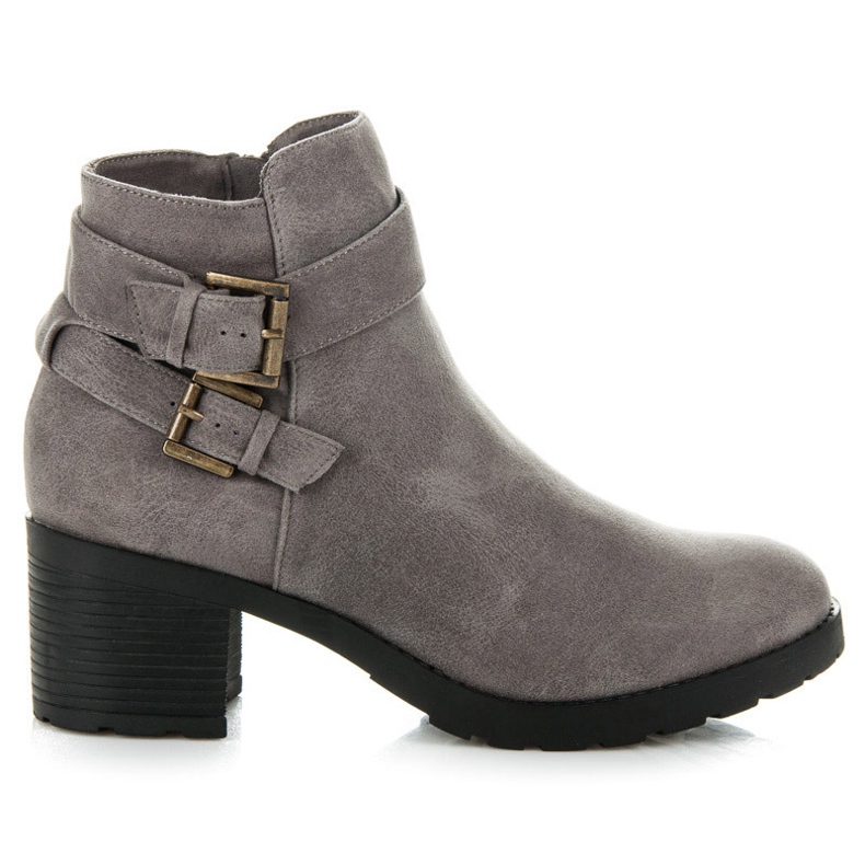 Kylie Šedé kozačky s přezkou šedá